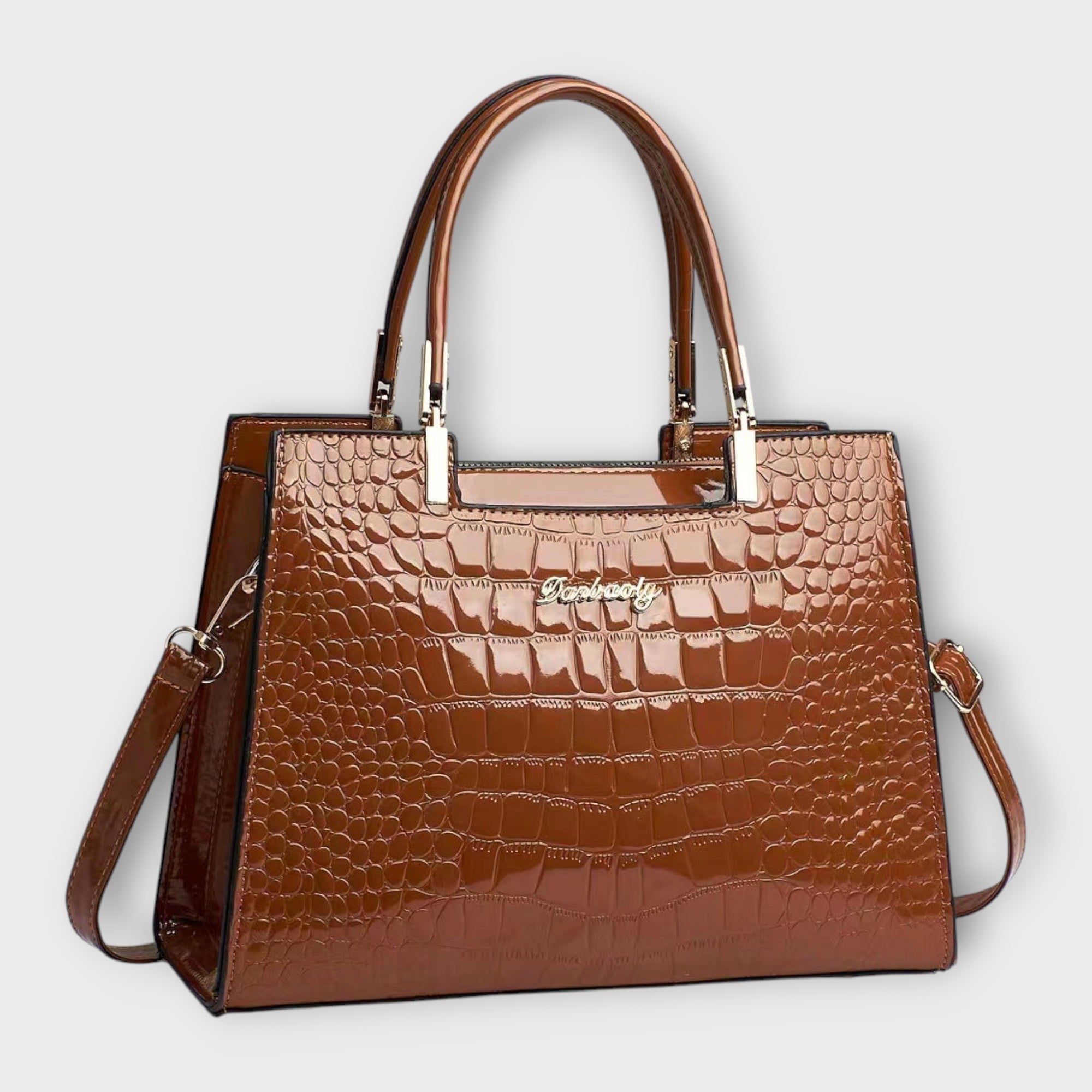 Aurora. - Glänzende Krokodilledermuster-Handtasche