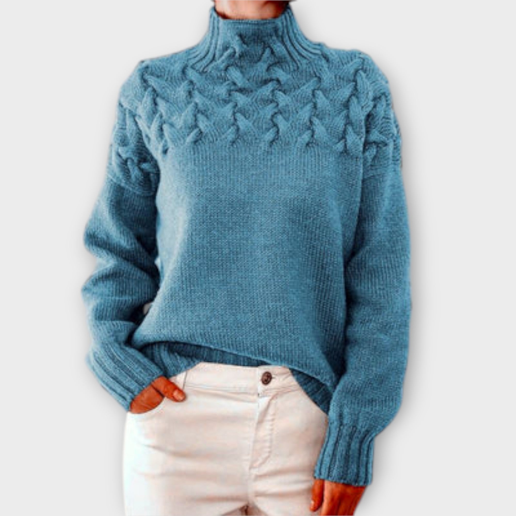 Aurora - Damenpullover mit Zopfstrick-Detail